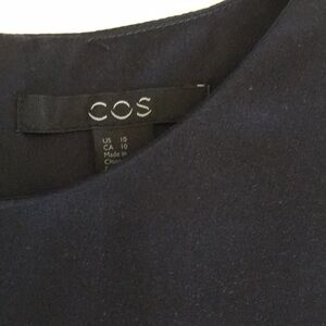 NWOT COS Lyocell-Silk blend Dark Navy Blue Short-Sleeve Top, Size 10